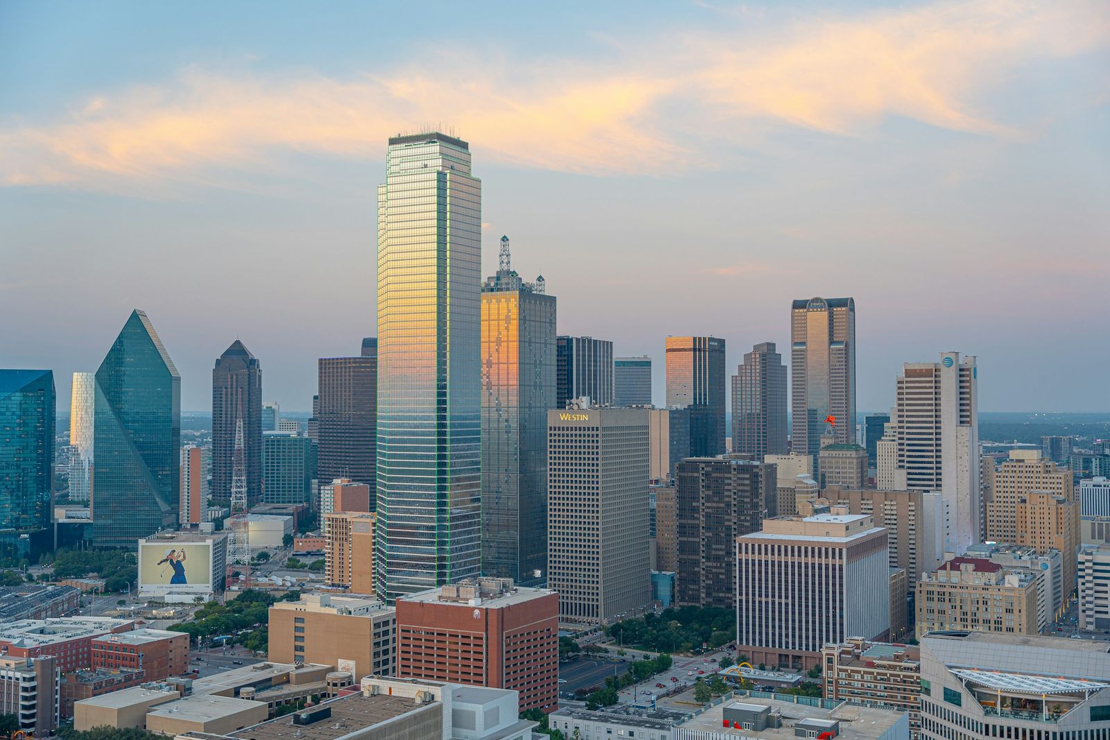 Downtown Dallas, Texas, at golden hour